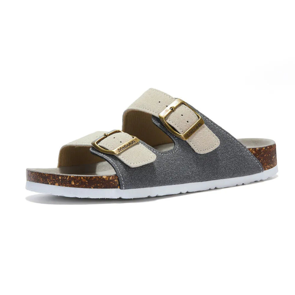 lunbu Suede Sandal - Gray and Cream