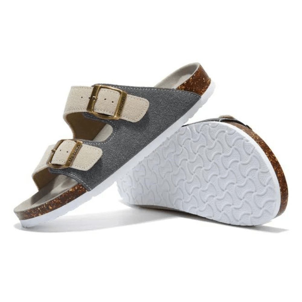 lunbu Suede Sandal - Gray and Cream