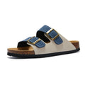 Lunbu Suede Sandal - Cream and Blue