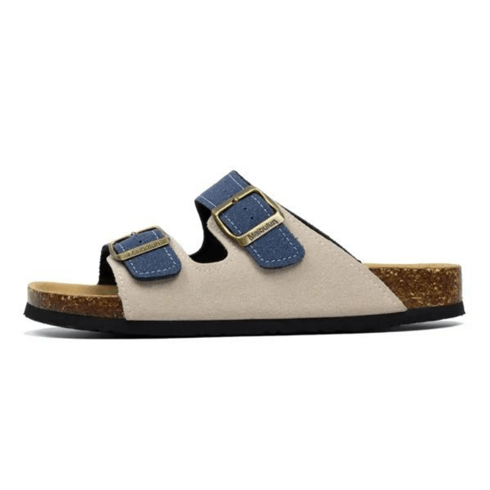 Lunbu Suede Sandal - Cream and Blue