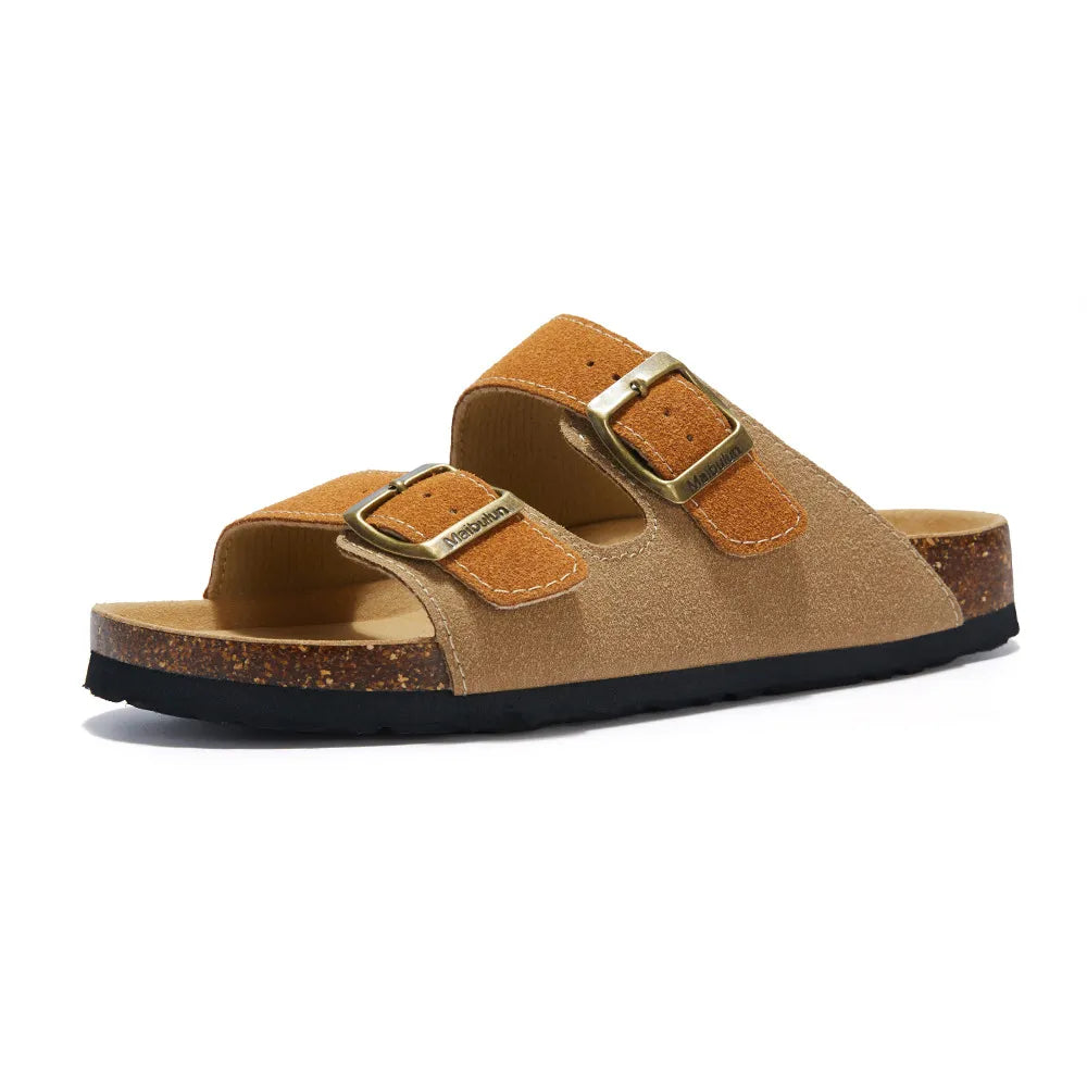 Lunbu Suede Sandal – Light Brown and Caramel