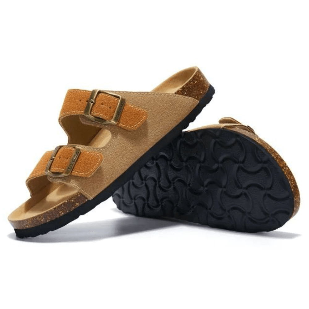 Lunbu Suede Sandal – Light Brown and Caramel