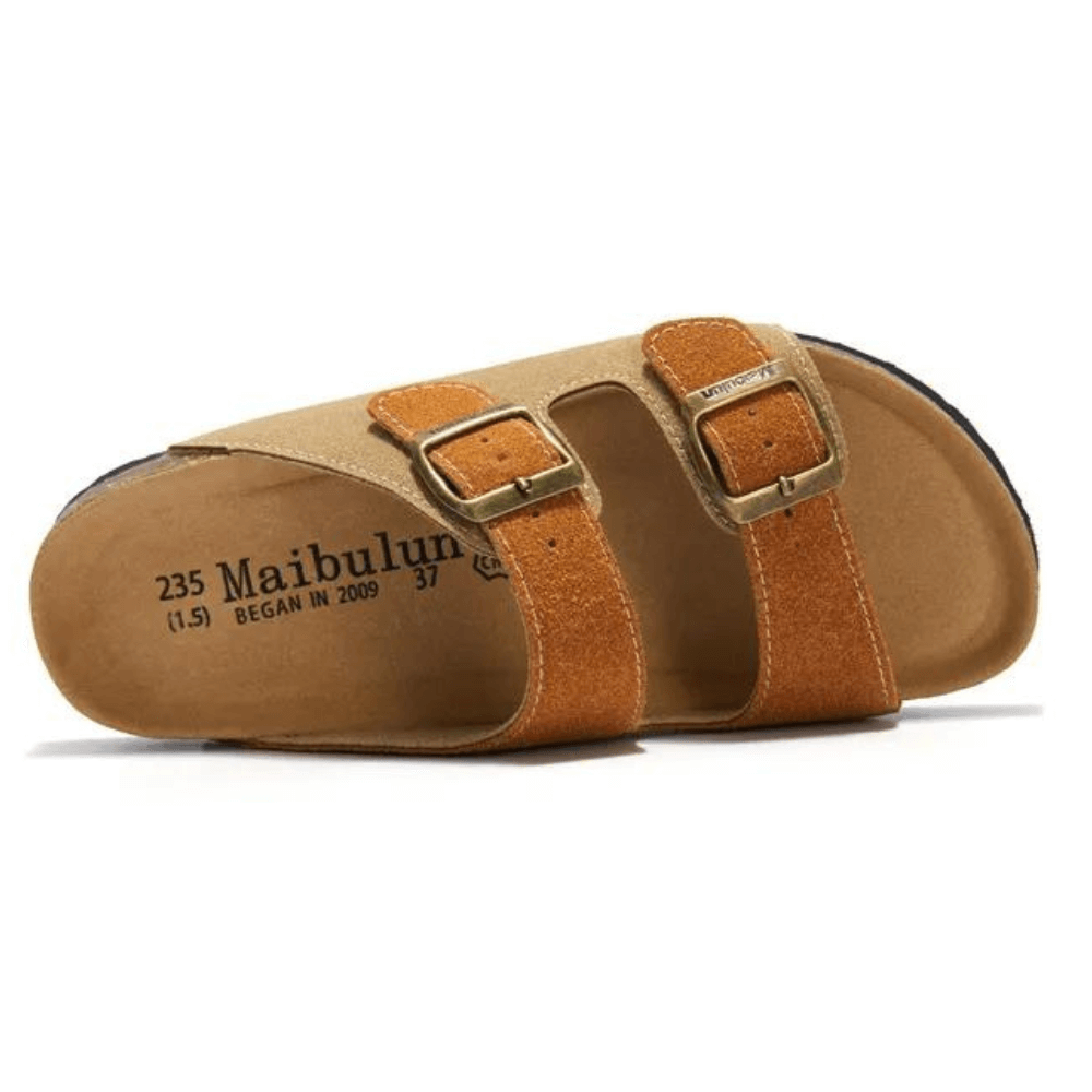 Lunbu Suede Sandal – Light Brown and Caramel