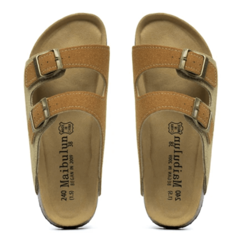 Lunbu Suede Sandal – Light Brown and Caramel