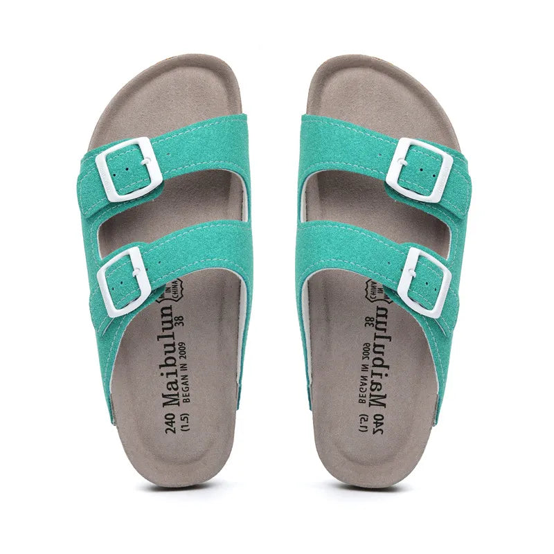 Lunbu Suede Sandal - Aqua Green
