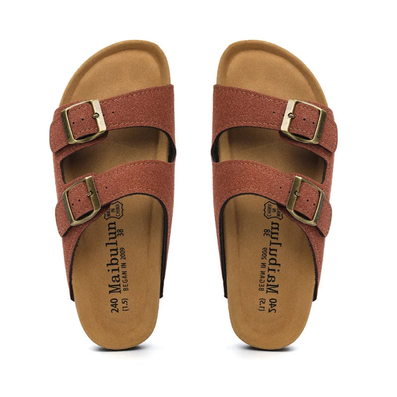 Lunbu  Suede Sandal - Reddish-Brown
