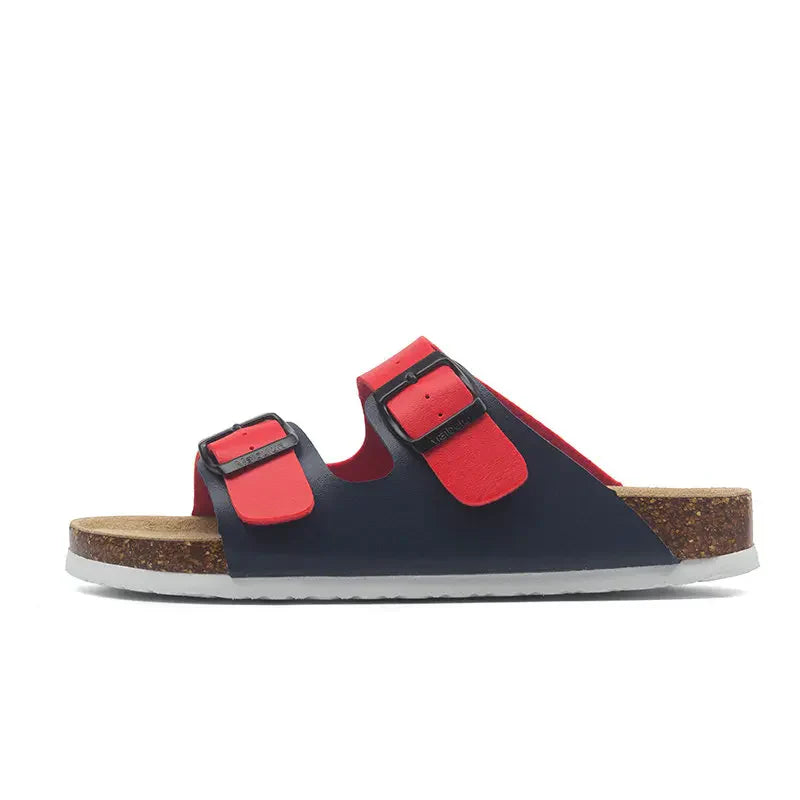 Lunbu Leather Sandal - Blue and Red