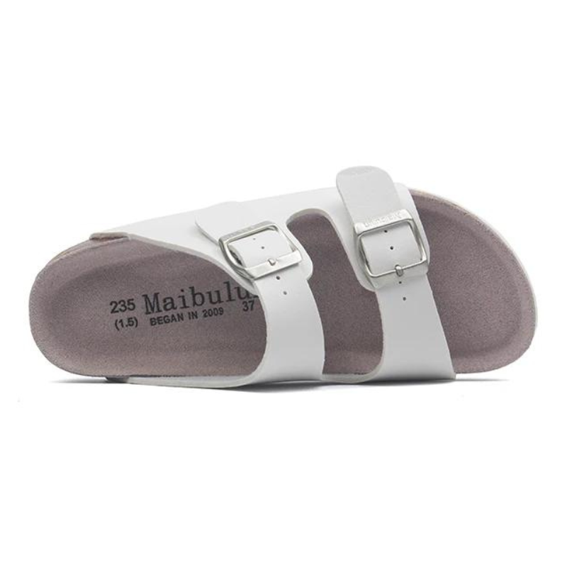Lunbu Leather Sandal - White