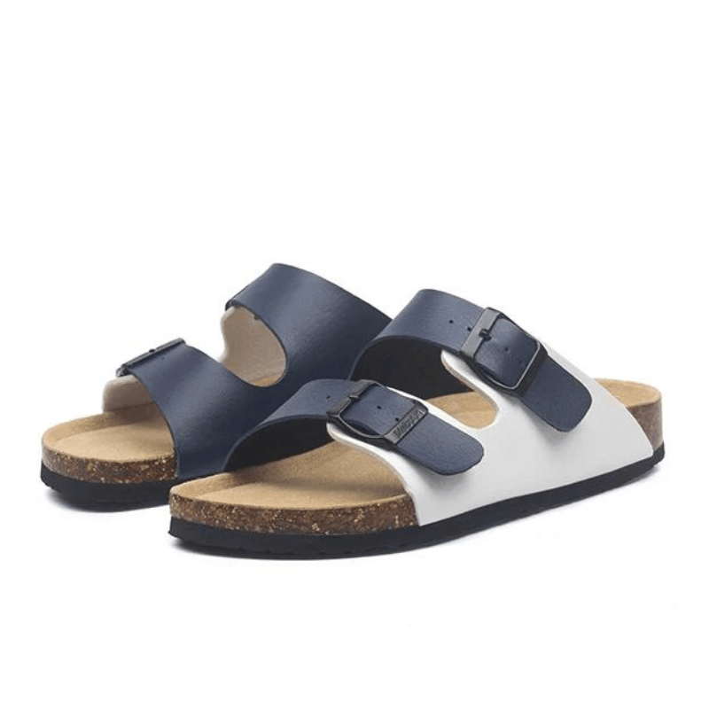 Lunbu Leather Sandal - White and Blue