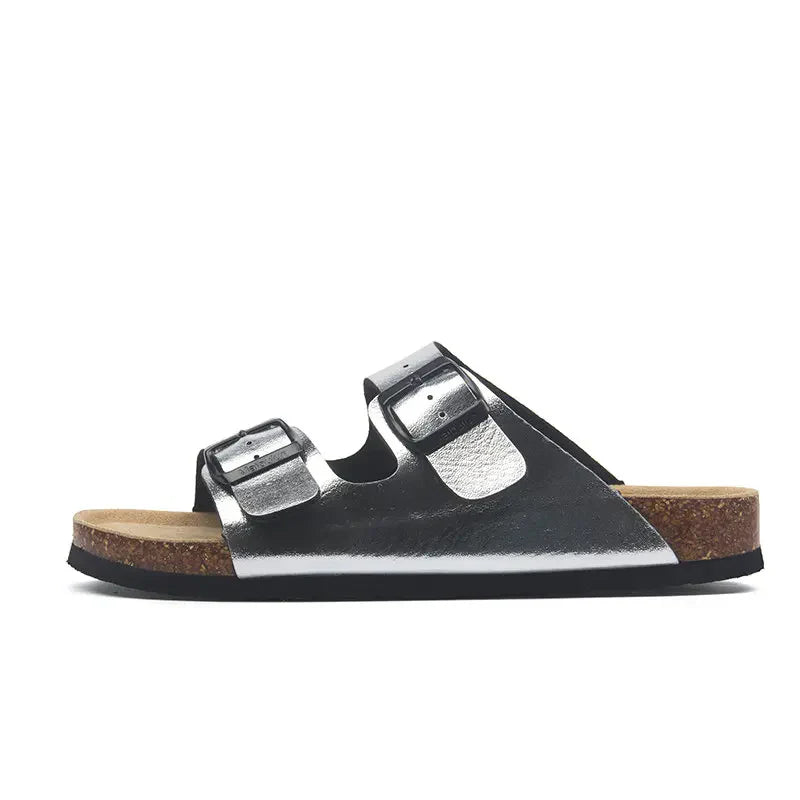 Lunbu Leather Sandal - Silver