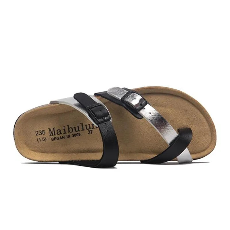 Infradito Sandal - Black and Silver