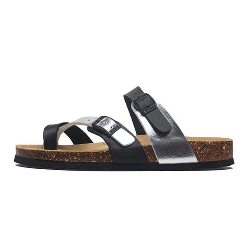 Infradito Sandal - Black and Silver