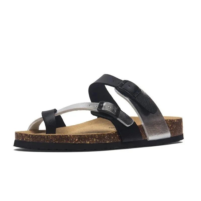 Infradito Sandal - Black and Silver